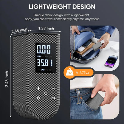 TINY BIKE PUMP PRO-100 PSI High Pressure Intelligent Noise Reduction and LED Display Electric Bike Pump