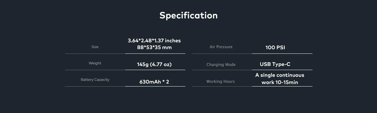 TINY BIKE PUMP PRO Specification